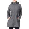 Outdoor Ventures Women’s Softshell Jacket with Removable Hood Fleece Lined Windbreaker Insulated Long Warm Rain Jacket(Mid Grey)