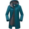 Outdoor Ventures Women’s Softshell Jacket with Removable Hood Fleece Lined Windbreaker Insulated Long Warm Rain Jacket(Modern Blue)