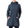 Outdoor Ventures Women’s Softshell Jacket with Removable Hood Fleece Lined Windbreaker Insulated Long Warm Rain Jacket(Navy Heather)