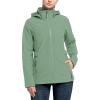Outdoor Ventures Women’s Softshell Jacket with Removable Hood, Insulated Windbreaker Waterproof Warm Fleece Lined Coat(Light Green)