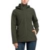 Outdoor Ventures Women’s Softshell Jacket with Removable Hood, Insulated Windbreaker Waterproof Warm Fleece Lined Coat(Olive Green)