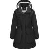 Outdoor Ventures Women’s Waterproof Fleece Lined Winter Coat Parka Removable Hood Warm Long Insulated Thicken Puffer Jacket(Black)