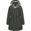 Outdoor Ventures Women’s Waterproof Fleece Lined Winter Coat Parka Removable Hood Warm Long Insulated Thicken Puffer Jacket(Greenish Brown)