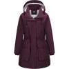 Outdoor Ventures Women’s Waterproof Fleece Lined Winter Coat Parka Removable Hood Warm Long Insulated Thicken Puffer Jacket(Wine)