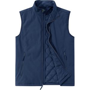 Outdoor Ventures Men’s Casual Outerwear Vest Lightweight Winter Zip Up Sleeveless Jacket for Hiking Travel Golf Running(Dark Blue)