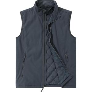 Outdoor Ventures Men’s Casual Outerwear Vest Lightweight Winter Zip Up Sleeveless Jacket for Hiking Travel Golf Running(Dark Grey)