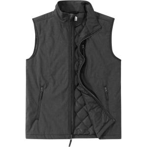 Outdoor Ventures Men’s Casual Outerwear Vest Lightweight Winter Zip Up Sleeveless Jacket for Hiking Travel Golf Running(Dark Grey Heather)
