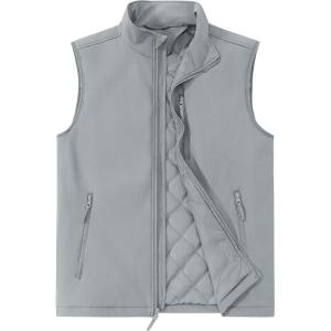 Outdoor Ventures Men’s Casual Outerwear Vest Lightweight Winter Zip Up Sleeveless Jacket for Hiking Travel Golf Running(Mid Grey)