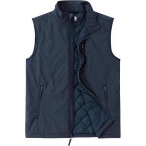 Outdoor Ventures Men’s Casual Outerwear Vest Lightweight Winter Zip Up Sleeveless Jacket for Hiking Travel Golf Running(Midnight Blue Heather)