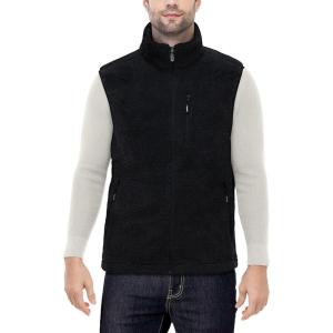 Outdoor Ventures Men’s Full-Zip Lightweight Polar Fleece Vest Outerwear with 5 Pockets Warm Winter Sleeveless Jacket Casual(Sherpa Black)
