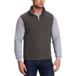 Outdoor Ventures Men’s Full-Zip Polar Fleece Vest Outerwear Lightweight Warm Casual Sleeveless Jacket for Fall & Winter(Dark Grey)