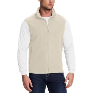 Outdoor Ventures Men’s Full-Zip Polar Fleece Vest Outerwear Lightweight Warm Casual Sleeveless Jacket for Fall & Winter(Moonlight)