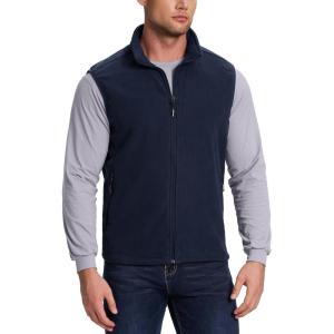 Outdoor Ventures Men’s Full-Zip Polar Fleece Vest Outerwear Lightweight Warm Casual Sleeveless Jacket for Fall & Winter(Navy)