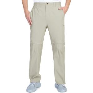 Outdoor Ventures Mens Hiking Pants Lightweight Quick Dry Convertible Pants, Stretch Zip-Off Cargo Pants for Travel Fishing(Beige)