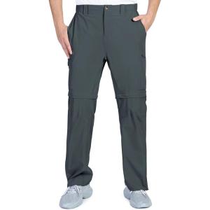 Outdoor Ventures Mens Hiking Pants Lightweight Quick Dry Convertible Pants, Stretch Zip-Off Cargo Pants for Travel Fishing(Gery)