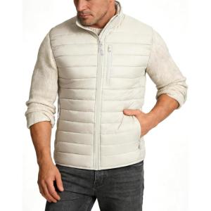 Outdoor Ventures Men’s Lightweight Puffer Vest Outerwear Warm Quilted Sleeveless Packable Winter Jacket for Hiking Running(Beige)