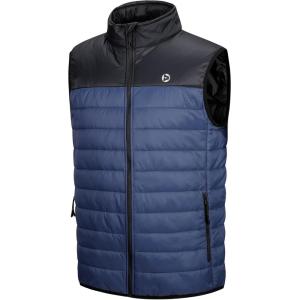 Outdoor Ventures Men’s Lightweight Puffer Vest Outerwear Warm Quilted Sleeveless Packable Winter Jacket for Hiking Running(Black/Blue)
