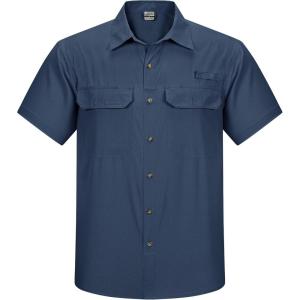 Outdoor Ventures Men’s Lightweight Short Sleeve Fishing Shirt UPF 50 Button Down Quick Dry Cooling Hiking Travel Safari Shirt(Navy)