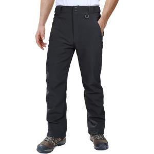 Outdoor Ventures Men’s Lite Waterproof Windproof Fleece Lined Warm Hiking Ski Snow Pants Expandable-Waist(Black- High Waist)