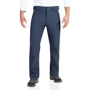 Outdoor Ventures Men’s Lite Waterproof Windproof Fleece Lined Warm Hiking Ski Snow Pants Expandable-Waist(Dark Denim- Natural Waist)