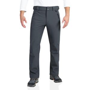 Outdoor Ventures Men’s Lite Waterproof Windproof Fleece Lined Warm Hiking Ski Snow Pants Expandable-Waist(Dim Grey- Natural Waist)