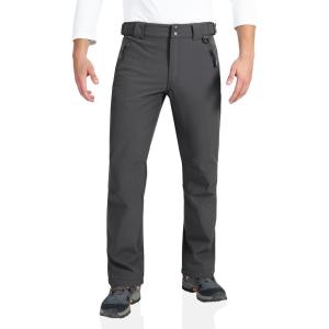 Outdoor Ventures Men’s Lite Waterproof Windproof Fleece Lined Warm Hiking Ski Snow Pants Expandable-Waist(Grey- New)