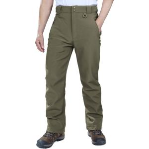Outdoor Ventures Men’s Lite Waterproof Windproof Fleece Lined Warm Hiking Ski Snow Pants Expandable-Waist(Olive Green)