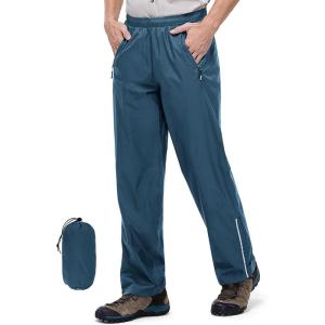 Outdoor Ventures Men’s Rain Pants Waterproof Rain Overall Pants Windproof Packable Rain Outdoor Pants for Hiking Fishig Golf(Blue)