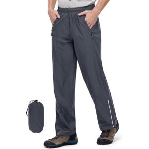 Outdoor Ventures Men’s Rain Pants Waterproof Rain Overall Pants Windproof Packable Rain Outdoor Pants for Hiking Fishig Golf(Grey)