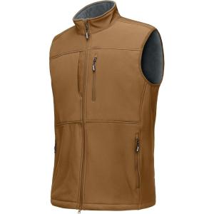 Outdoor Ventures Men’s Running Vest Outerwear, Lightweight Windproof Fleece-Lined Softshell Sleeveless Jacket for Golf(Rubber Brown-7 Pockets)
