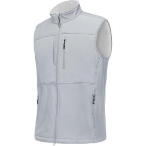 Outdoor Ventures Men’s Running Vest Outerwear, Lightweight Windproof Fleece-Lined Softshell Sleeveless Jacket for Golf(Silver Grey-7 Pockets)