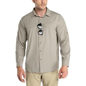 Outdoor Ventures Men’s UPF 50+ UV Sun Protection SPF Hiking Shirt Long Sleeve Lightweight Quick Dry for Safari Travel Fishing(Mid Grey)