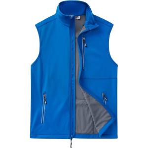 Outdoor Ventures Men’s Windproof Softshell Vest Outerwear Lightweight Sleeveless Jacket for Running Golf Hiking Travel(Bright Blue)