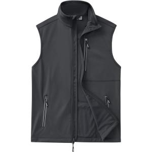 Outdoor Ventures Men’s Windproof Softshell Vest Outerwear Lightweight Sleeveless Jacket for Running Golf Hiking Travel(Cool Grey)