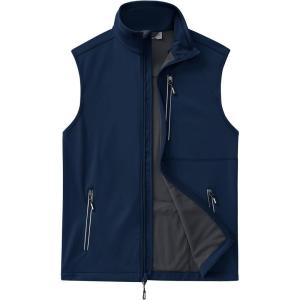 Outdoor Ventures Men’s Windproof Softshell Vest Outerwear Lightweight Sleeveless Jacket for Running Golf Hiking Travel(Dark Blue)