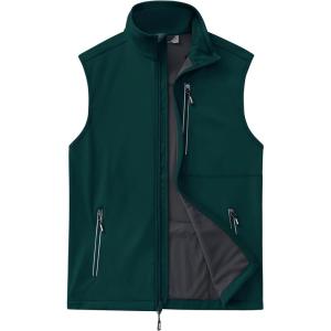 Outdoor Ventures Men’s Windproof Softshell Vest Outerwear Lightweight Sleeveless Jacket for Running Golf Hiking Travel(Dark Green)