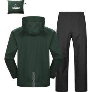 Outdoor Ventures Packable Rain Suit for Men Lightweight Waterproof Breathable Rain Gear for golf Rain Jacket Pants(Green)