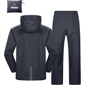 Outdoor Ventures Packable Rain Suit for Men Lightweight Waterproof Breathable Rain Gear for golf Rain Jacket Pants(Grey)