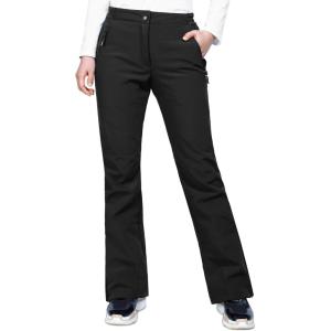 Outdoor Ventures Ski Pants Women Waterproof Insulated Snow Soft Shell Fleece Lined Snowboard Windproof with Boot Gaiters(Black- New Versione)