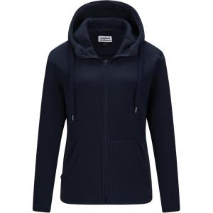Outdoor Ventures Women’s Full Zip Hooded Fleece Jacket Coat with 6 Pockets, Warm Soft Polar Fleece Casual Hoodie Sweatshirt(Dark Blue)