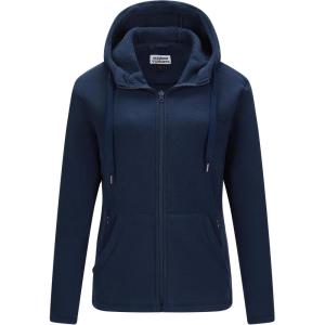Outdoor Ventures Women’s Full Zip Hooded Fleece Jacket Coat with 6 Pockets, Warm Soft Polar Fleece Casual Hoodie Sweatshirt(Navy)