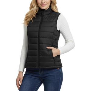 Outdoor Ventures Women’s Lightweight Puffer Vest Outerwear Zip Up Warm Sleeveless Winter Jacket Padded Gilet Quilted Coat(Black)