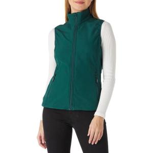 Outdoor Ventures Women’s Lightweight Softshell Vest Windproof Fleece Lined Zip Up Sleeveless Jacket for Running Hiking Golf(Deep Green)