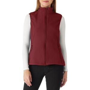 Outdoor Ventures Women’s Lightweight Softshell Vest Windproof Fleece Lined Zip Up Sleeveless Jacket for Running Hiking Golf(Red)