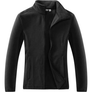 Outdoor Ventures Women’s Lightweight Warm Zip Up Long-Sleeve Soft Polar Fleece Jacket for Fall Winter(Black)