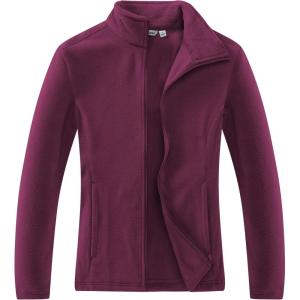 Outdoor Ventures Women’s Lightweight Warm Zip Up Long-Sleeve Soft Polar Fleece Jacket for Fall Winter(Dark Fuchsia)