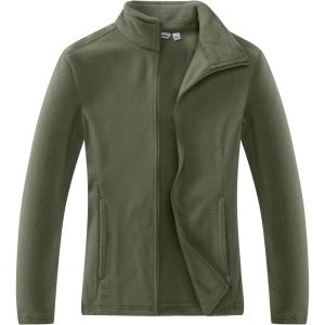 Outdoor Ventures Women’s Lightweight Warm Zip Up Long-Sleeve Soft Polar Fleece Jacket for Fall Winter(Green Gray)