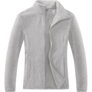 Outdoor Ventures Women’s Lightweight Warm Zip Up Long-Sleeve Soft Polar Fleece Jacket for Fall Winter(Light Grey Heather)