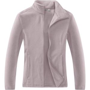 Outdoor Ventures Women’s Lightweight Warm Zip Up Long-Sleeve Soft Polar Fleece Jacket for Fall Winter(Pinkish Gray)