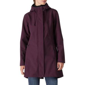 Outdoor Ventures Women’s Lightweight Waterproof Fleece Lined Hooded Softshell Rain Jacket, Warm Windbreaker Long Coat(Crimson)